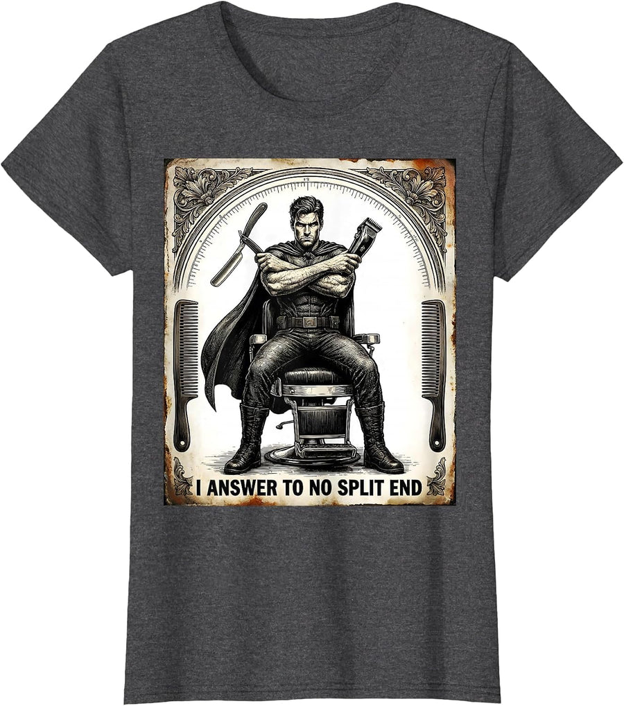 Women's I Answer To No Split End Vintage Funny Hairdresser Gift T-Shirt - Dark Heather Grey