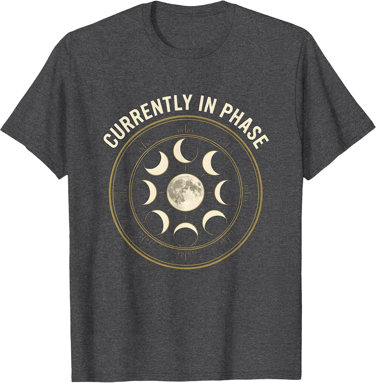 Men's Currently In Phase Vintage Celestial Moon Phase Astronomy T-Shirt - Dark Heather Grey