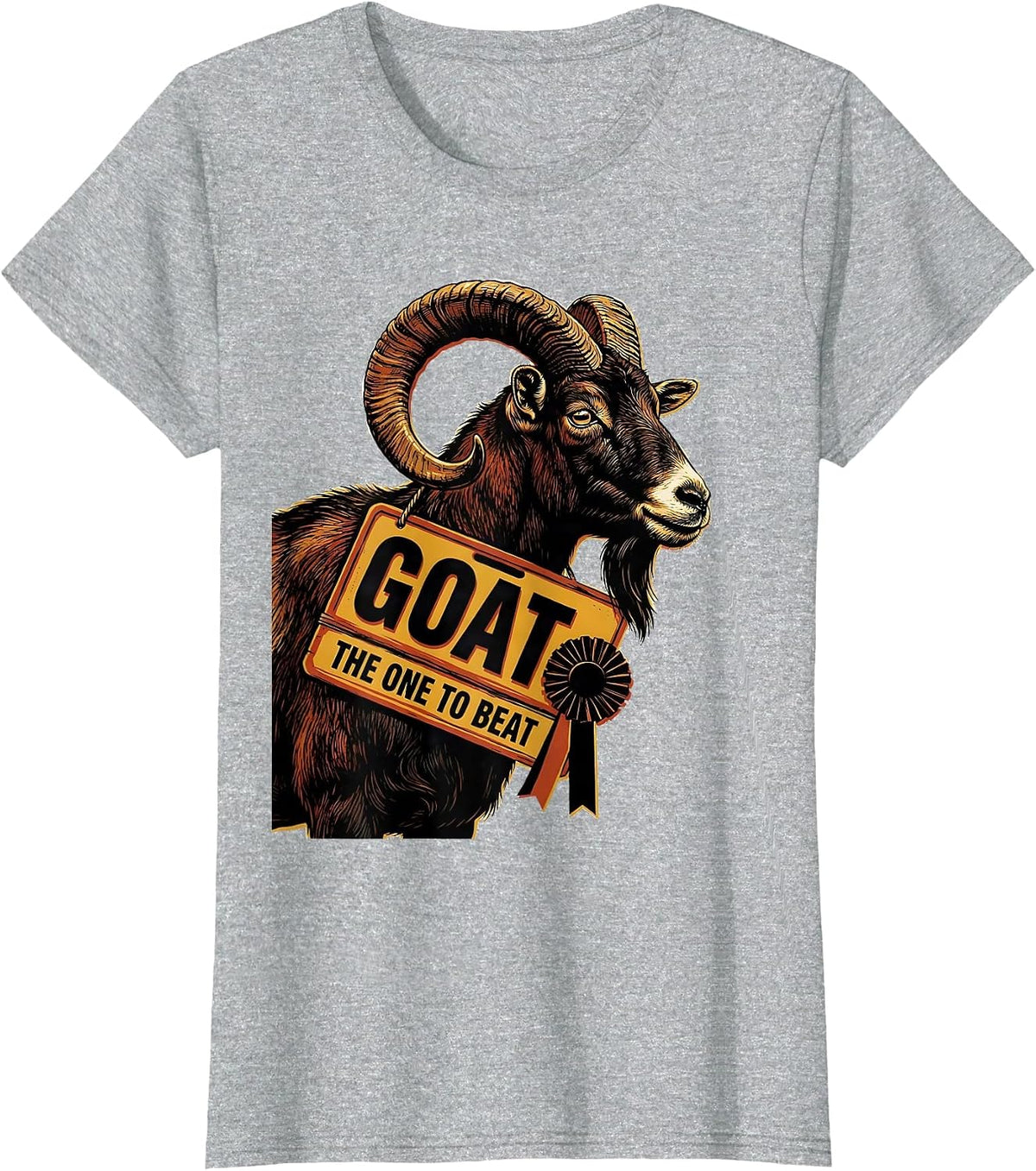 GOAT The One To Beat Funny Goat Lover Farm Animal Humor T-Shirt - Heather Grey