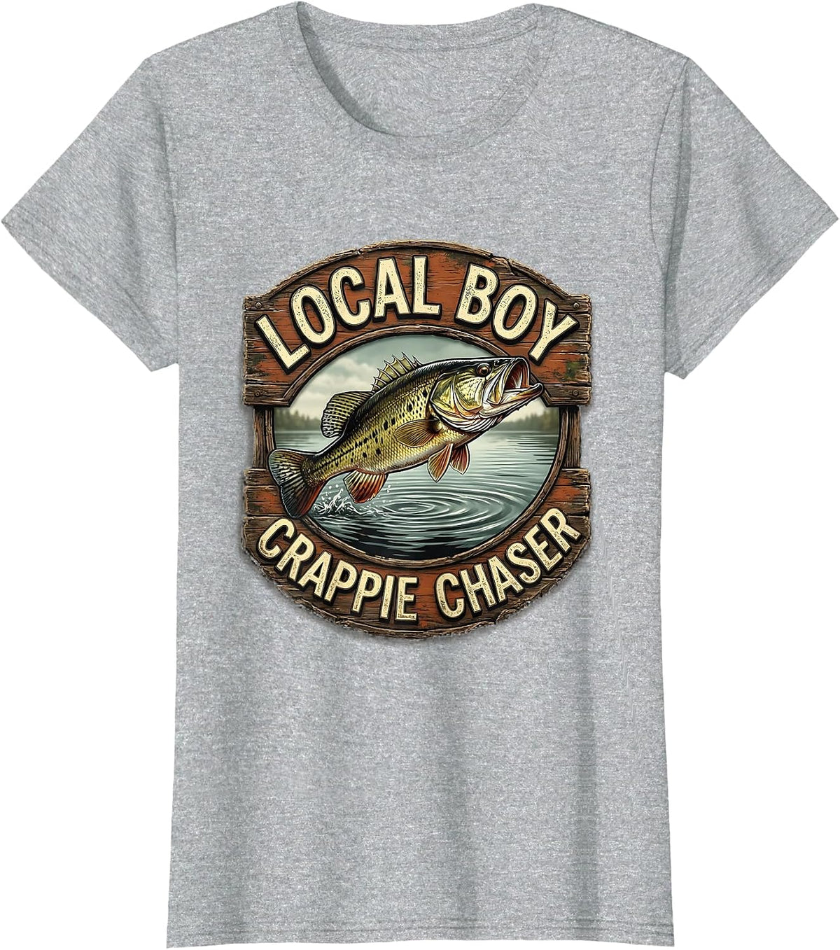 Local Boy Crappie Chaser Vintage Design T-Shirt - Heather Grey