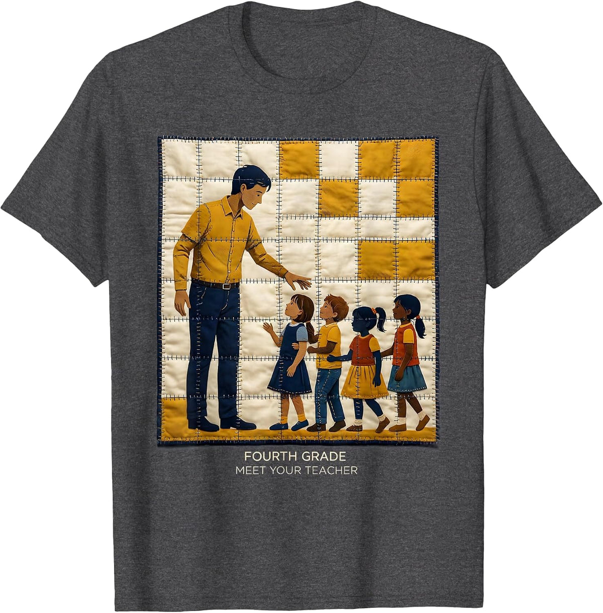 Fourth Grade Meet Your Teacher Funny Teacher Back To School T-Shirt - Dark Heather Grey