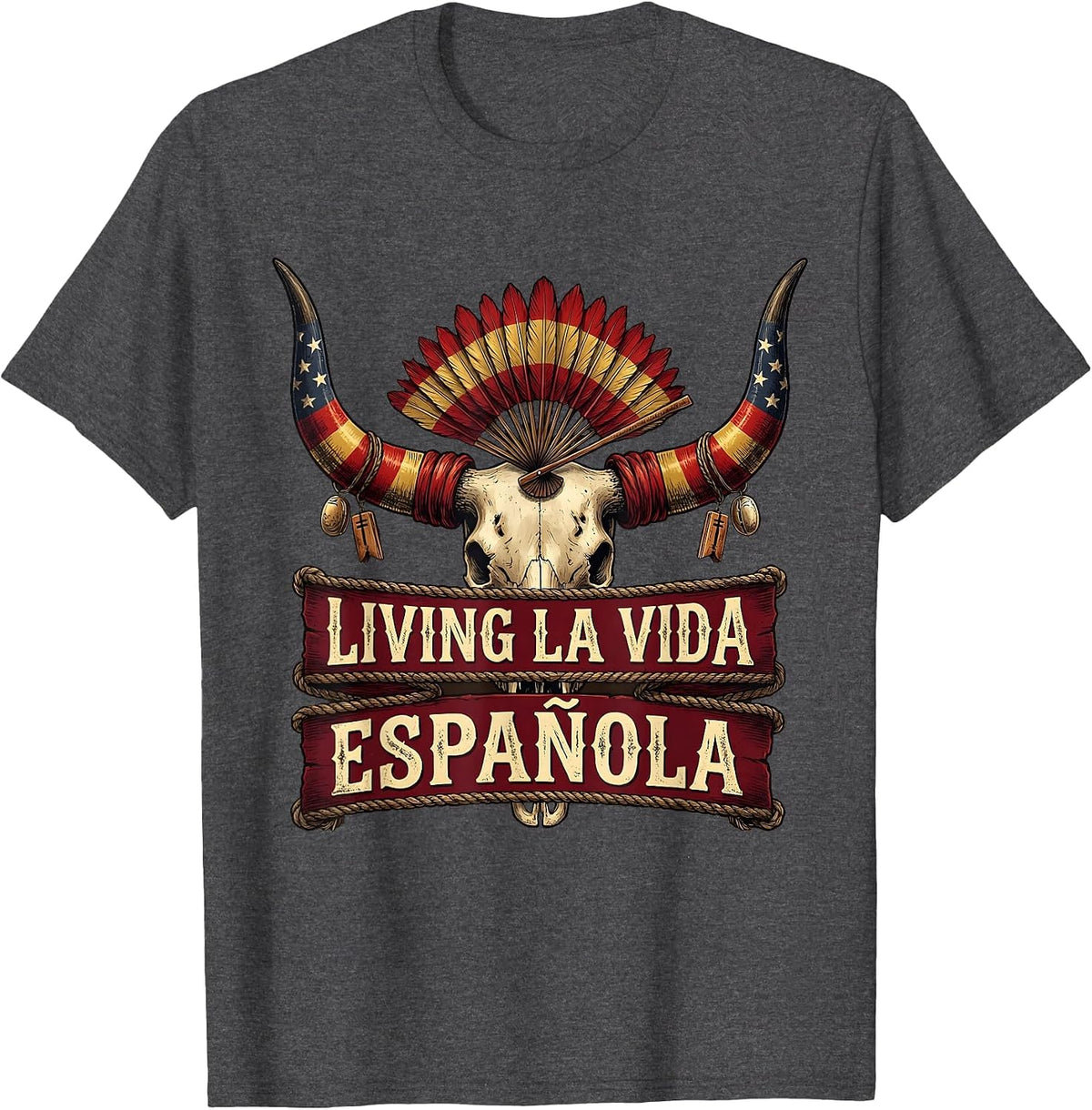 Living La Vida Espanola Spanish Teacher Design T-Shirt - Dark Heather Grey