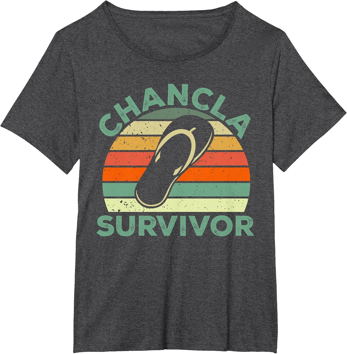 Chancla Survivor Bilingual Funny Spanish T-Shirt - Dark Heather Grey