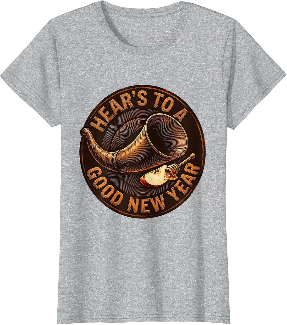 Women's Hear's To A Good New Year Funny Rosh Hashanah Jewish New T-Shirt - Heather Grey