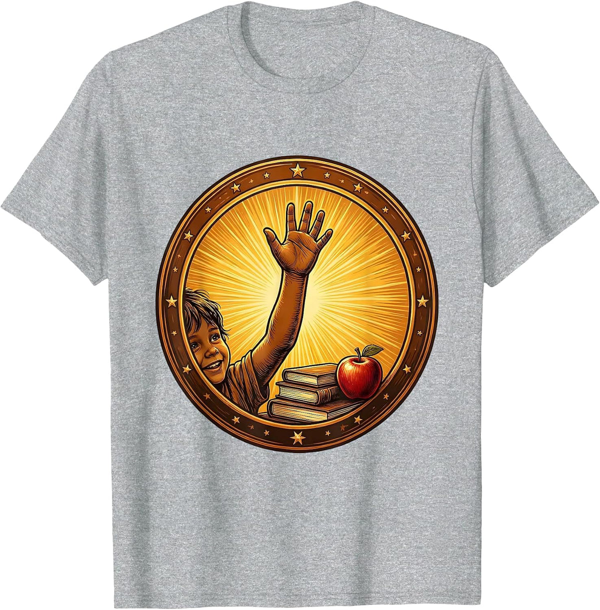 Men's 4th Grade Teacher Raised Hand Classroom Art T-Shirt - Heather Grey