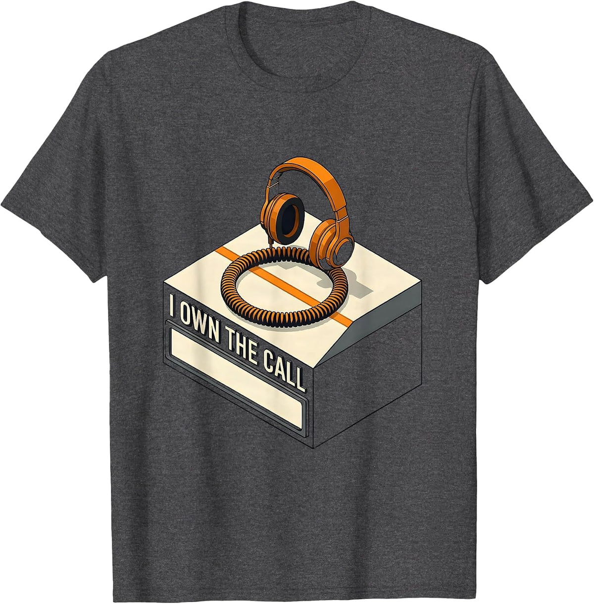 Men's I Own The Call 911 Dispatcher Emergency Dispatch Thin Yellow T-Shirt - Dark Heather Grey