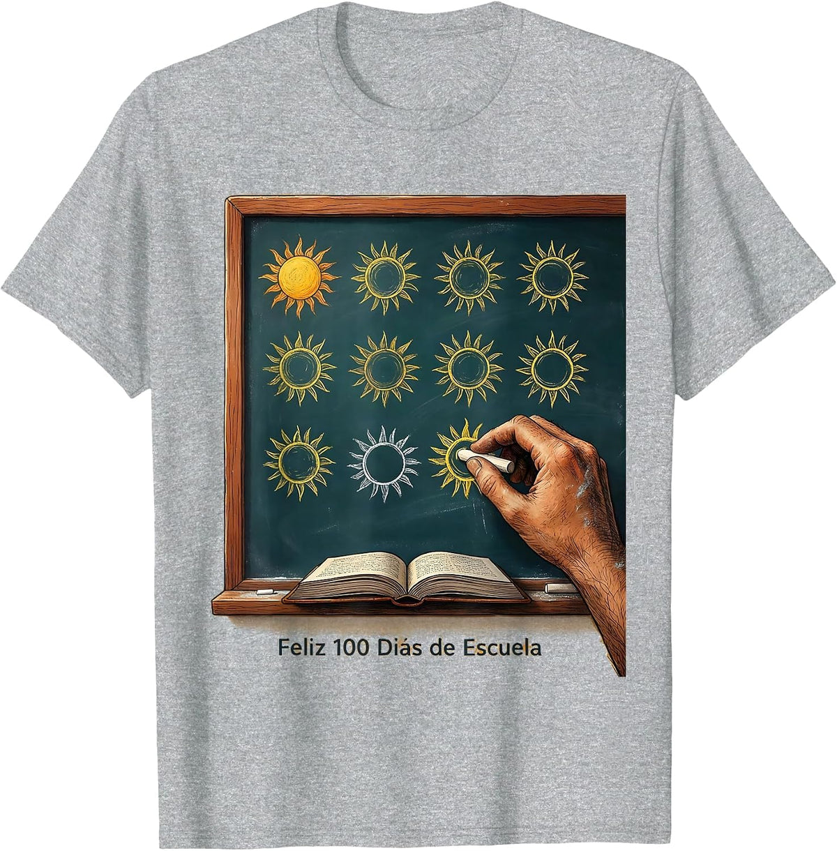Men's Feliz 100 Días de Escuela Cheerful Spanish Teacher 100th Day T-Shirt - Heather Grey