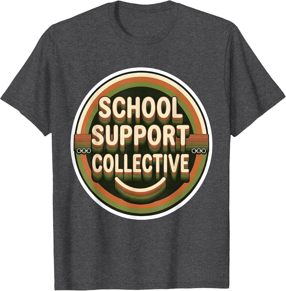 Men's School Support Collective Groovy Retro School Counselor T-Shirt - Dark Heather Grey