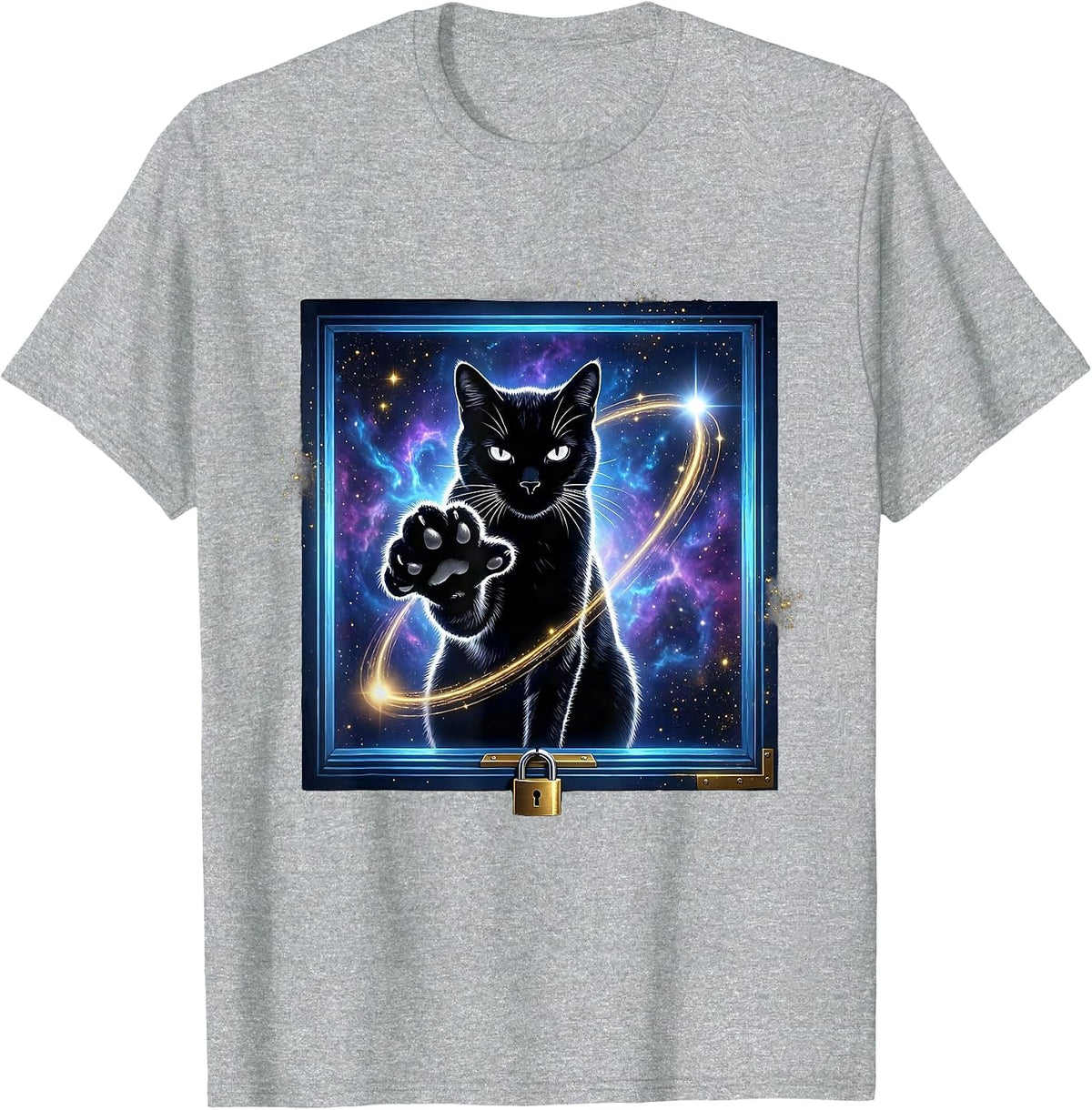 Men's Cosmic Cat Quantum Physics Science Enthusiast Humor T-Shirt - Heather Grey