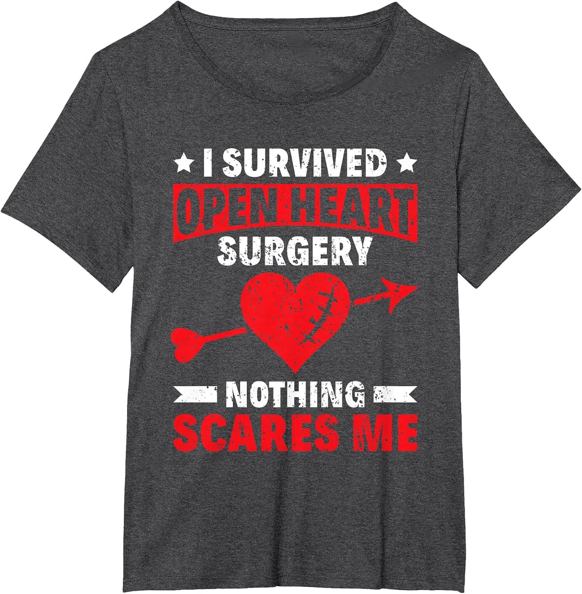 Survived Open Heart Surgery - Bypass Heart Defect T-Shirt - Dark Heather Grey