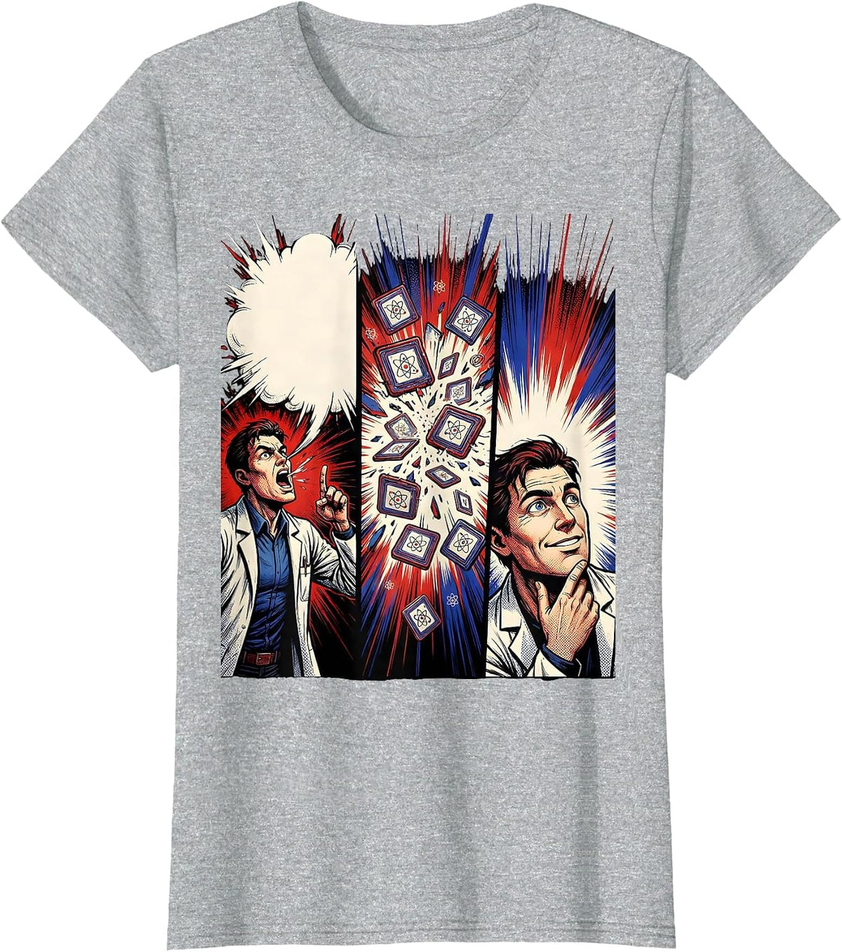 Comic Strip Periodic Table Chemistry Pun Humor T-Shirt - Heather Grey