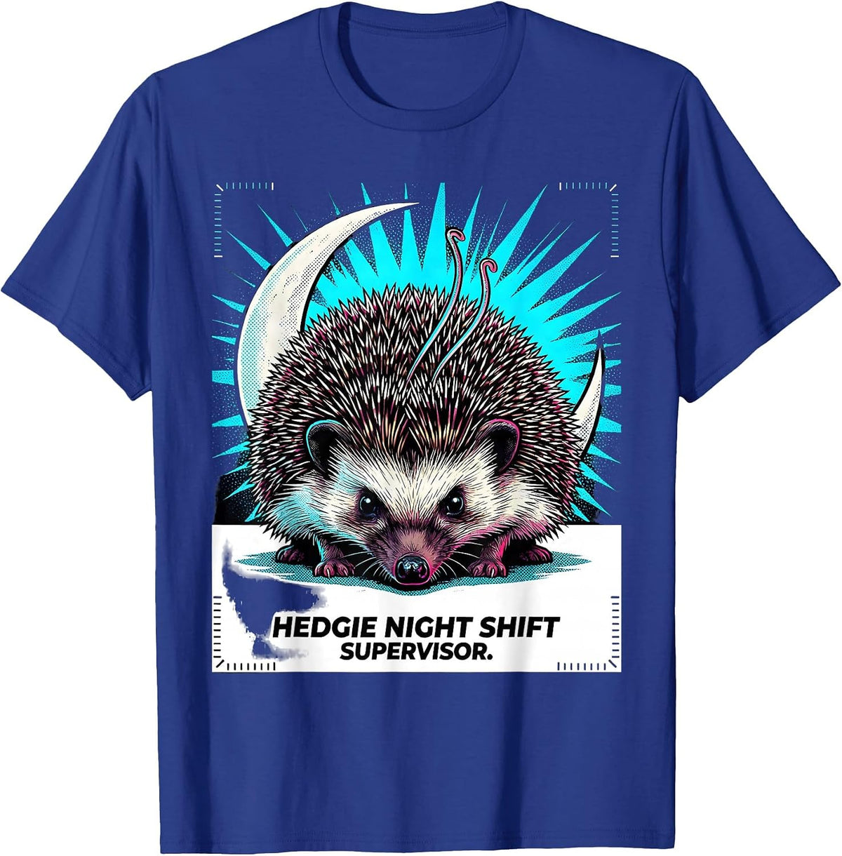 Men's Hedgie Night Shift Supervisor Cute Hedgehog Lover Funny T-Shirt - Royal Blue