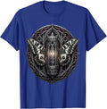 Vintage Rock Moth and Vacuum Tube Illustration T-Shirt - Royal Blue
