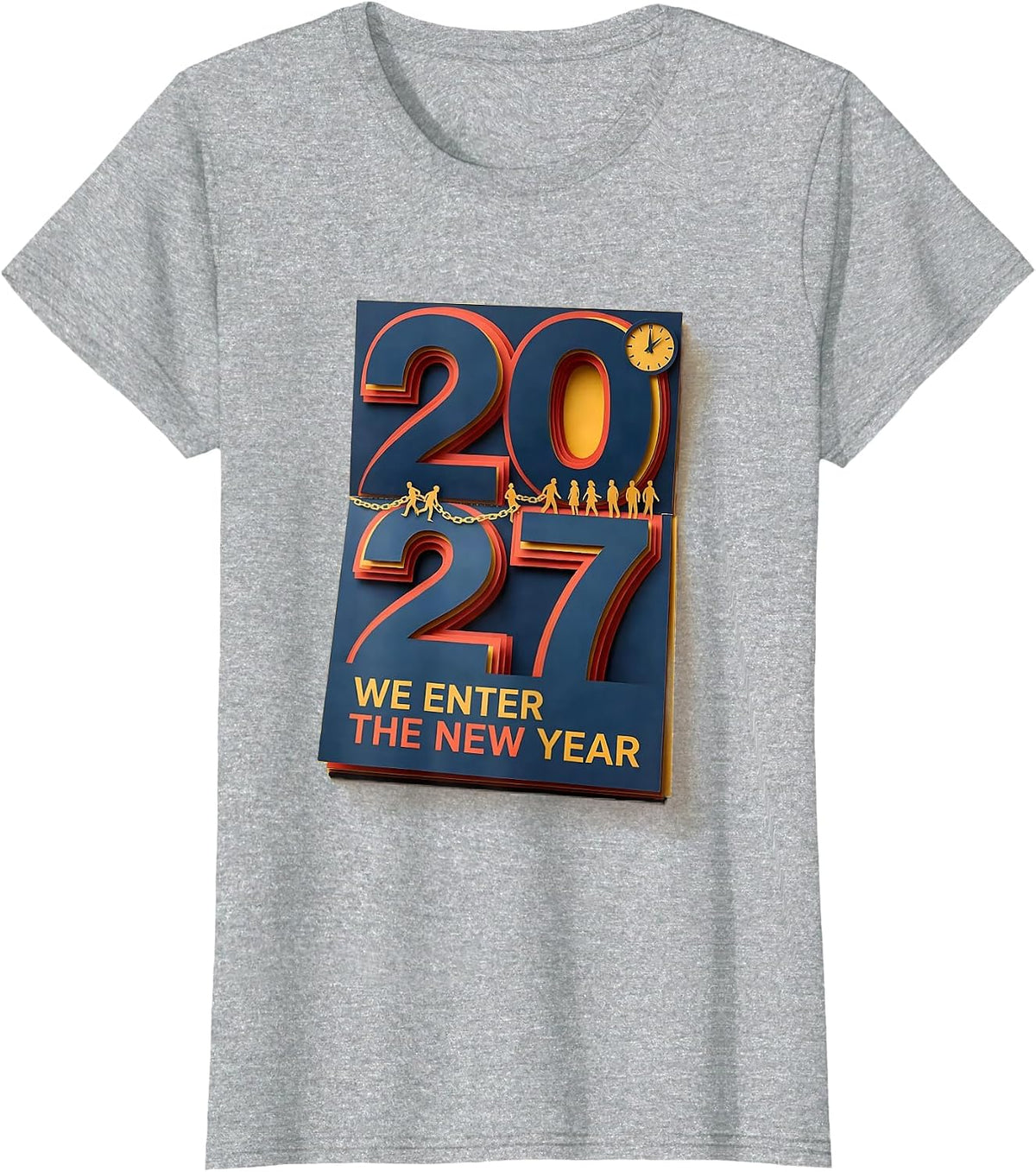 We Enter The New Year 2027 Festive Family Party Countdown T-Shirt - Heather Grey