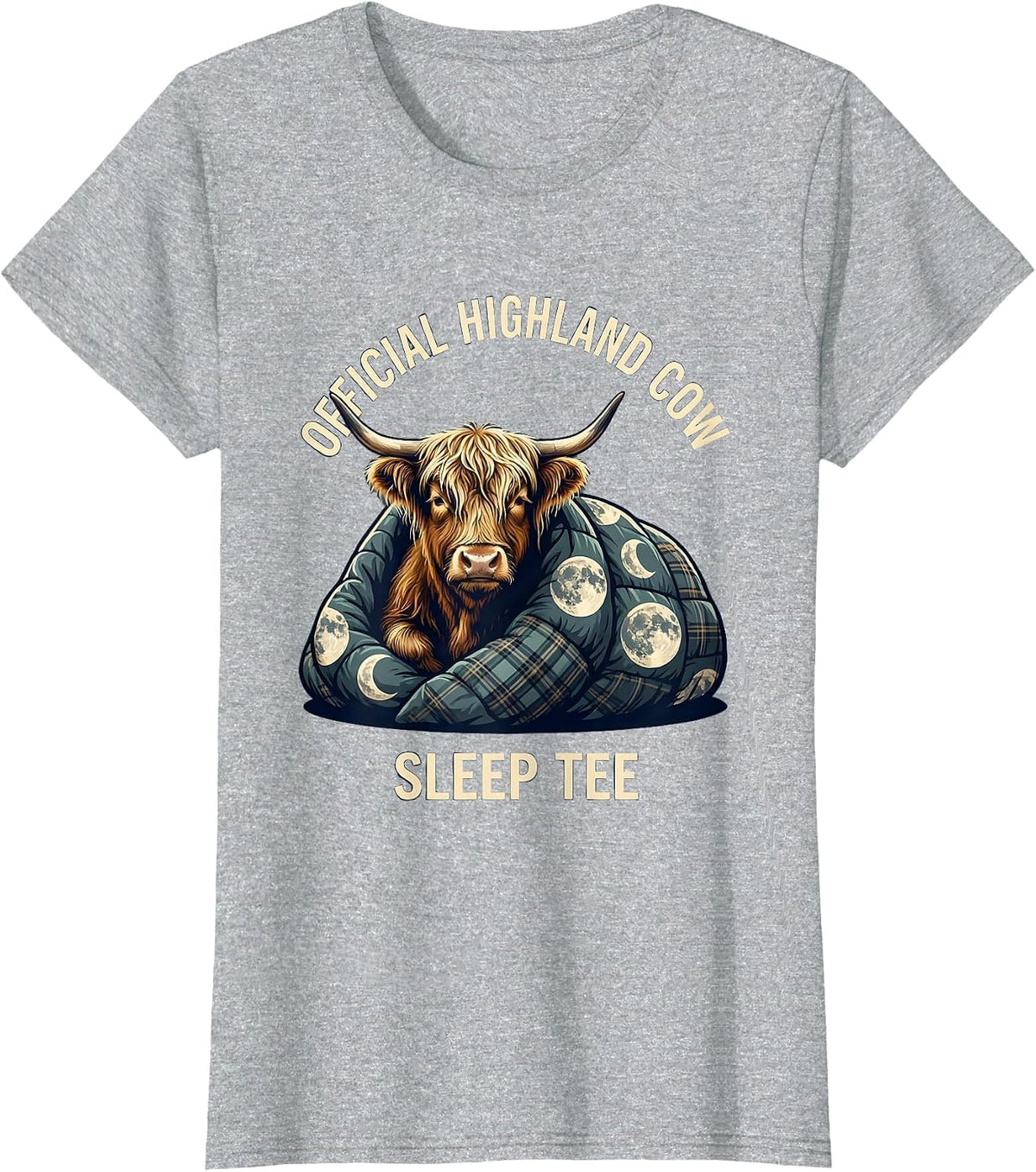 Official Highland Cow Sleep Tee Funny Cozy Pajama Gift T-Shirt - Heather Grey