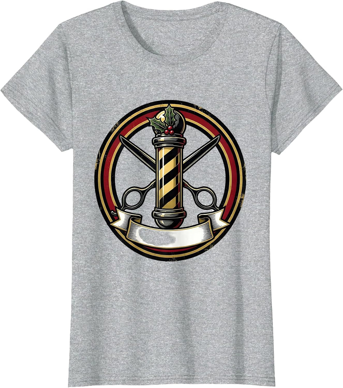 Barber Pole Emblem Vintage Humor Gift for Barbers T-Shirt - Heather Grey