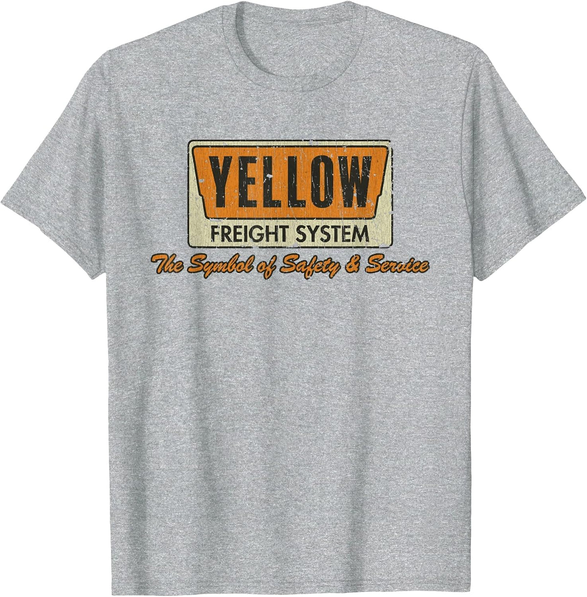 Vintage Yellow Freight Symbol of Safety 1968 - Truck Driver T-Shirt - Heather Grey