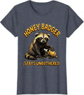 Honey Badger Stays Unbothered Funny Animal Meme Humor T-Shirt, Women, Heather Blue, 3X-Large - As Pictured