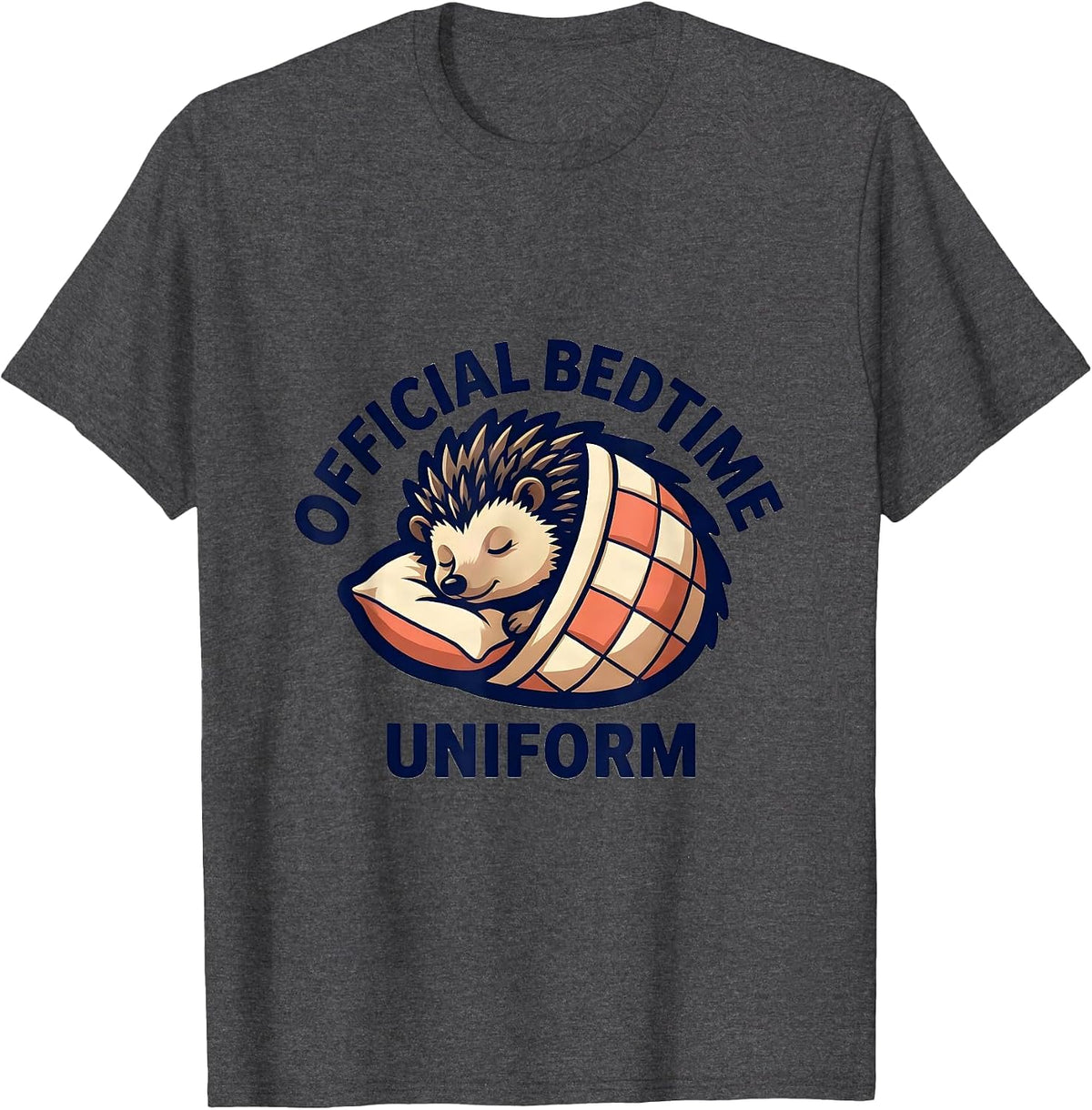 Men's Official Bedtime Uniform Cute Hedgehog Sleep Lover Pajama T-Shirt - Dark Heather Grey