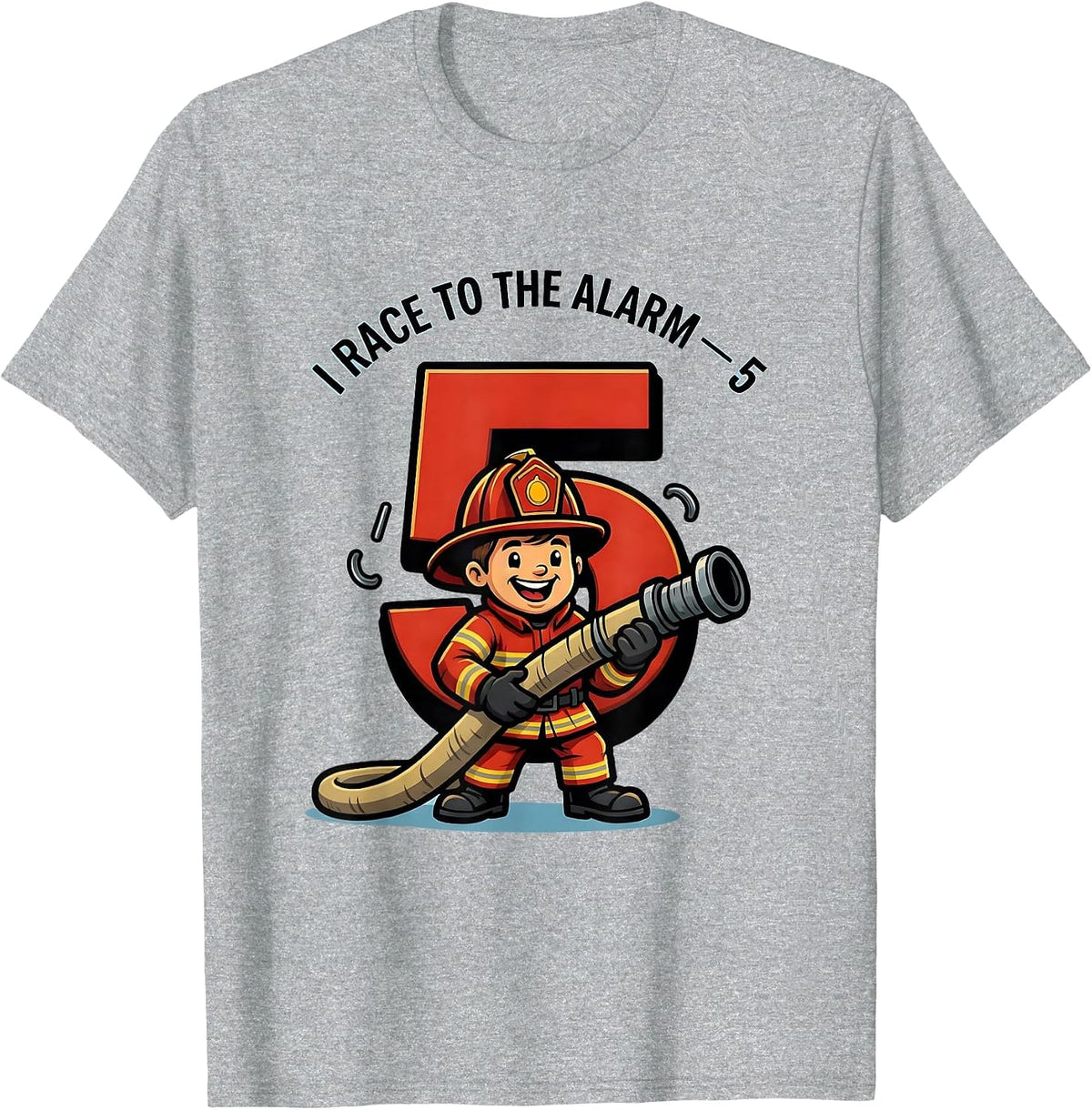 Men's I Race To The Alarm — 5 Firefighter Toddler Boy 5th Birthday T-Shirt - Heather Grey