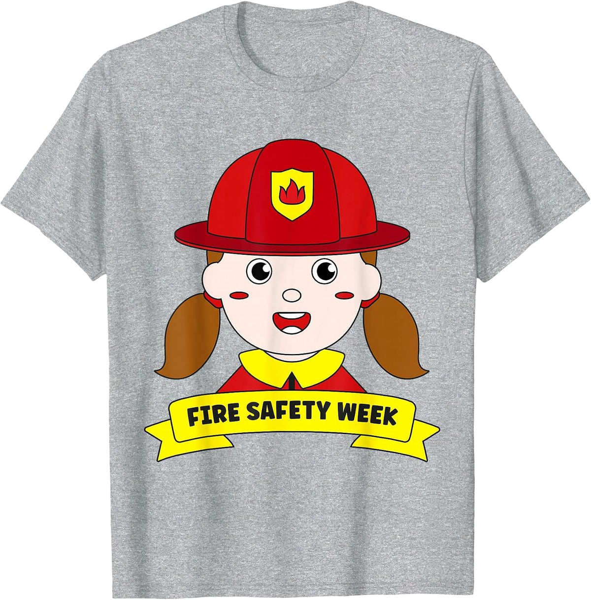 Fire Safety Week Firefighter Prevention Fireman Girl Hero T-Shirt - Heather Grey