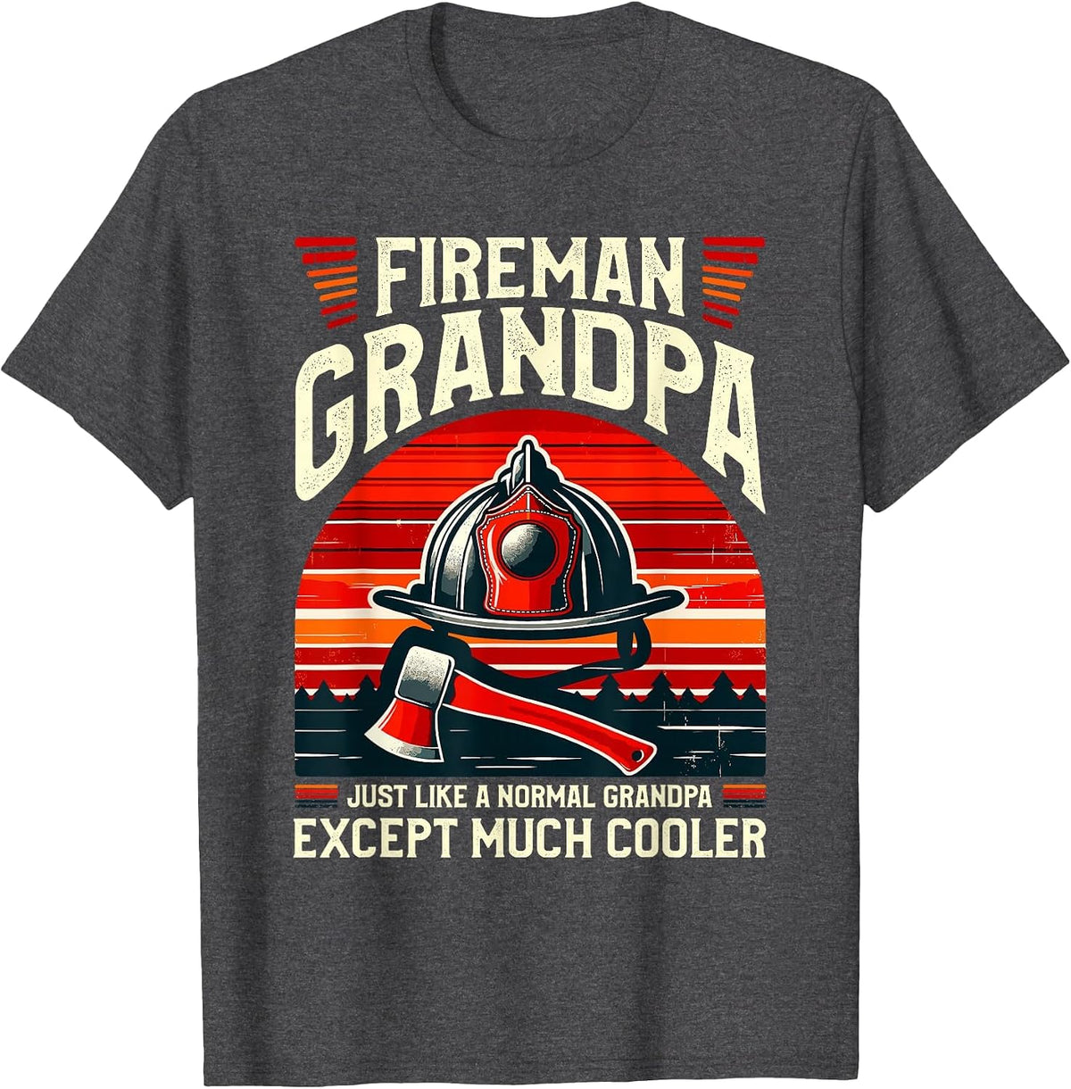Fireman Grandpa Fireman Grandfather T-Shirt - Dark Heather Grey