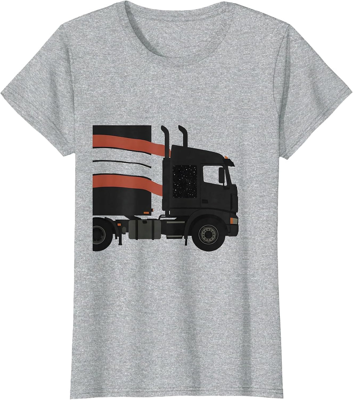 Semi Trailer American Flag Patriotic Trucker Driver T-Shirt - Heather Grey