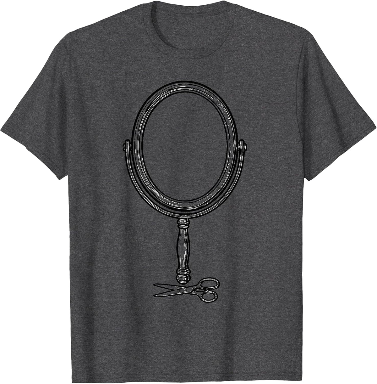Men's Hand Mirror Barber Humor Vintage Trade Pride Gift T-Shirt - Dark Heather Grey