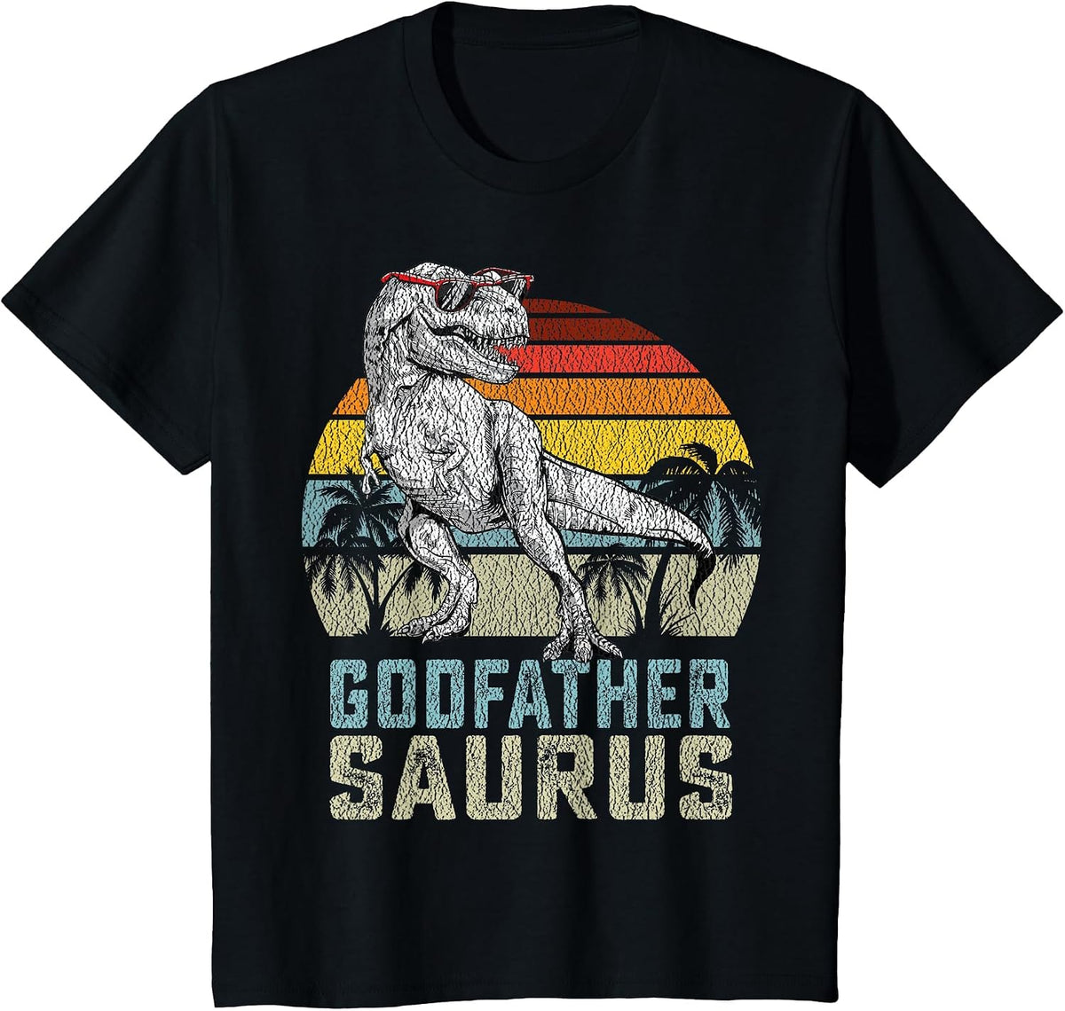Godfathersaurus T Rex Dinosaur Godfather Saurus Family T-Shirt - Black