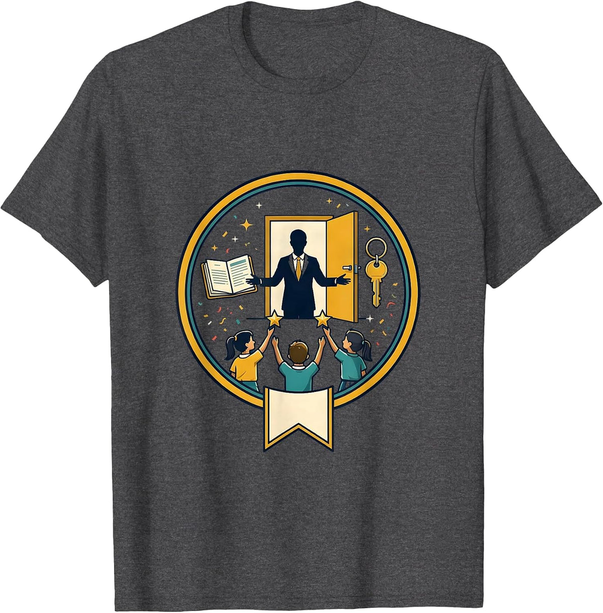 Men's Principal Appreciation Badge School Staff Gift T-Shirt - Dark Heather Grey