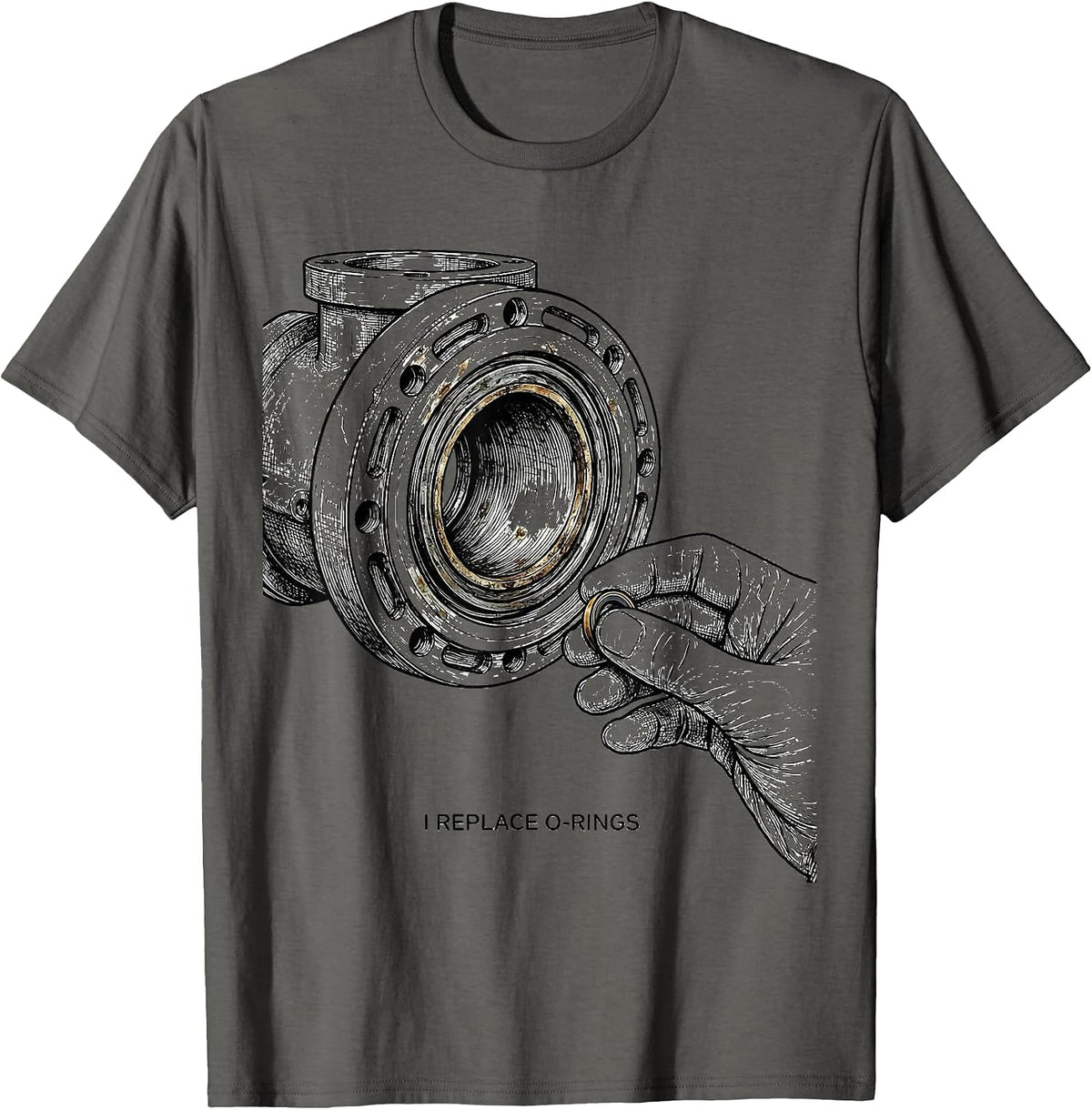 Men's I Replace O-Rings Funny Plumber Pipefitter Steamfitter T-Shirt - Asphalt Grey