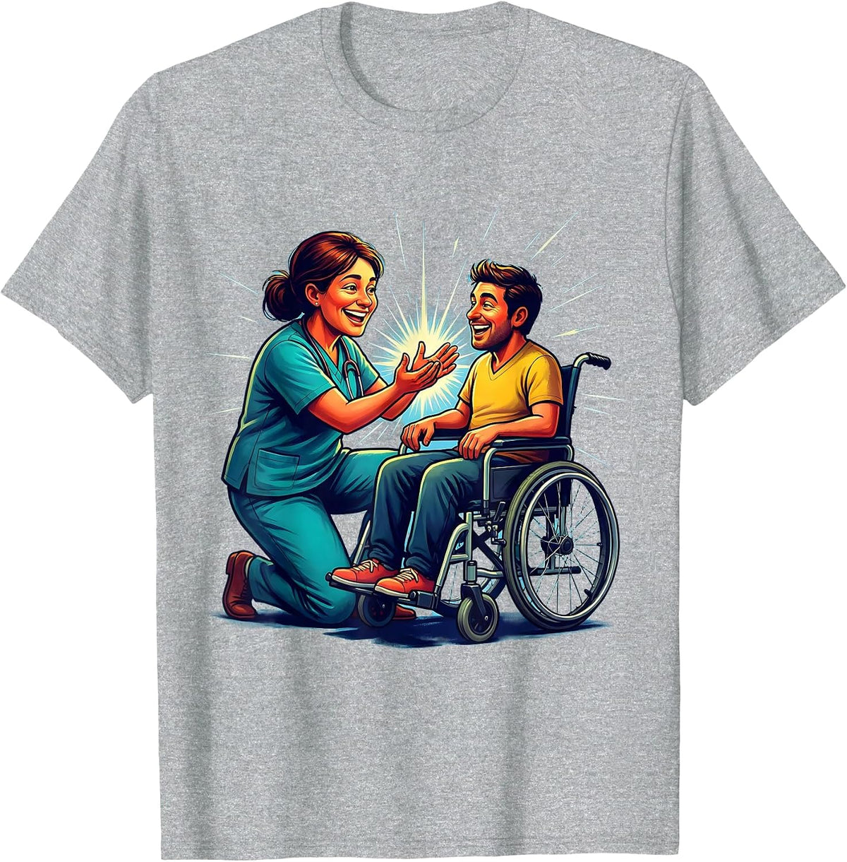 Men's Occupational Therapist Wheelchair Support Graphic T-Shirt - Heather Grey
