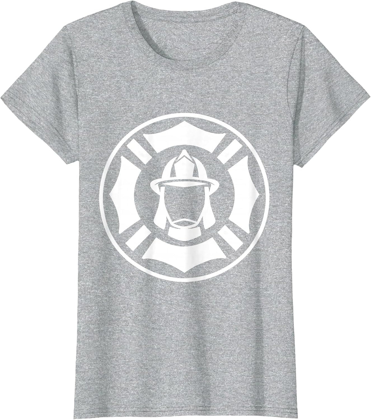 Firefighter Badge Silhouette Patriotic Thin Red Line Tribute T-Shirt - Heather Grey