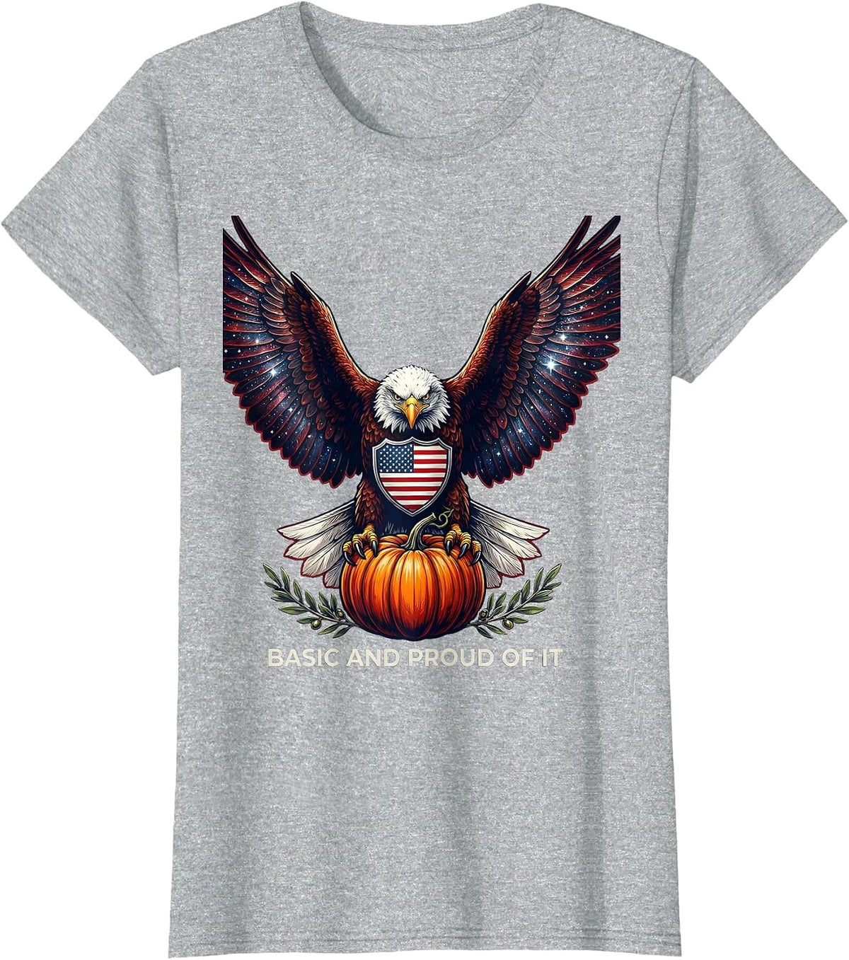 Women's Basic and Proud of It Pumpkin Fall Design T-Shirt - Heather Grey