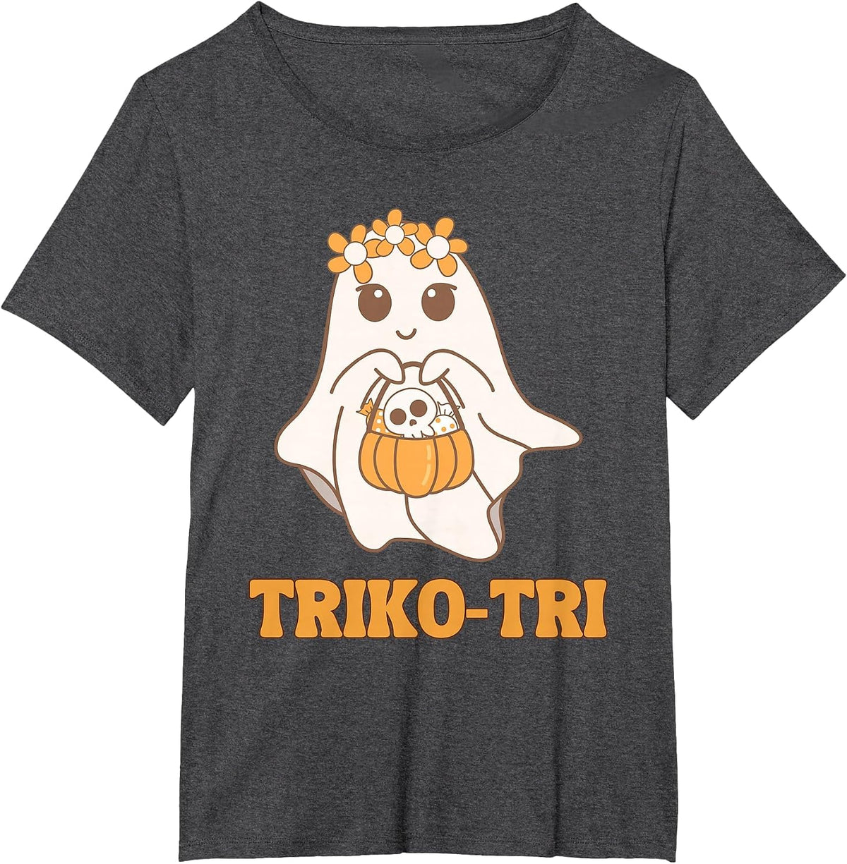 Triko Tri Funny Spanish Halloween Trick or Treat Humor T-Shirt - Dark Heather Grey