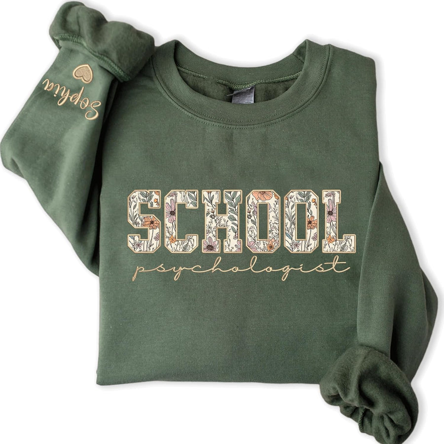 Chillever Custom Embroidered School Psychology Sweatshirt, Personalized School Psychology, Custom Embroidered Psychologist