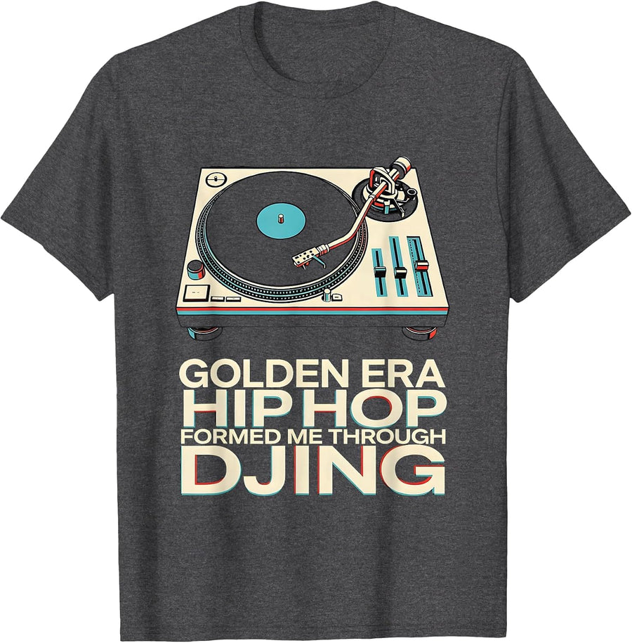 Men's Golden Era Hip Hop Formed Me Through DJing Retro T-Shirt - Dark Heather Grey