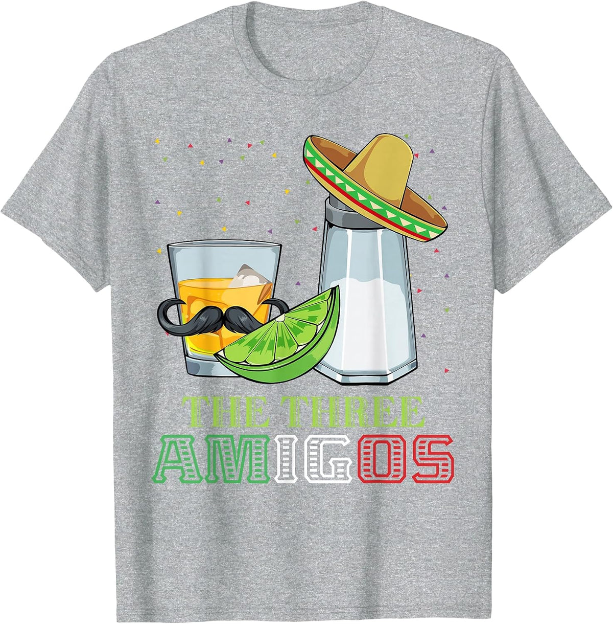 Three Amigos Cinco De Mayo Mexican Mexico Tequila Lime Salt T-Shirt - Heather Grey