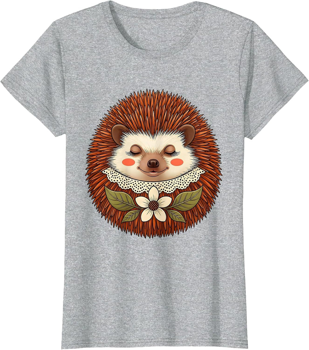 Cute Hedgehog Retro 70s Autumn Nature Lover Halloween T-Shirt - Heather Grey