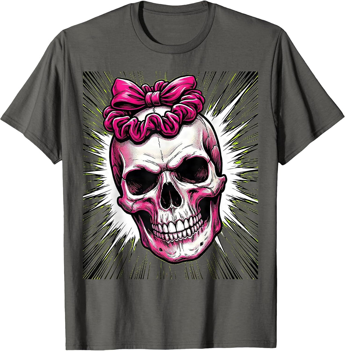 Men's Brat Skull Scrunchie Graphic Design T-Shirt - Asphalt Grey