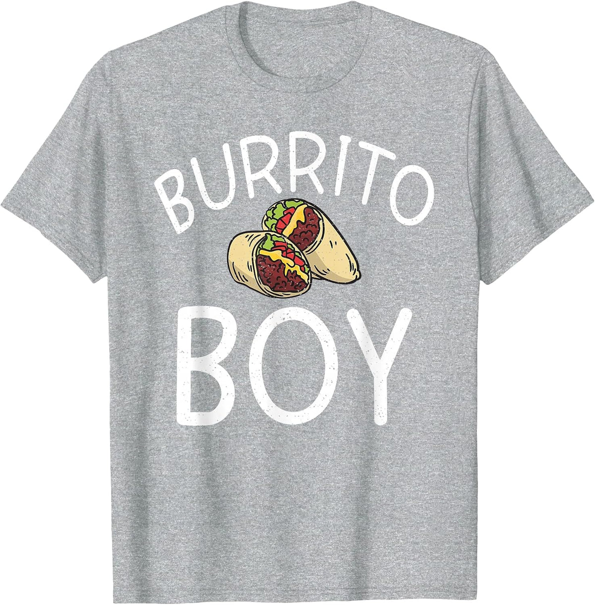 Burrito Boy Food Mexican T-Shirt - Heather Grey