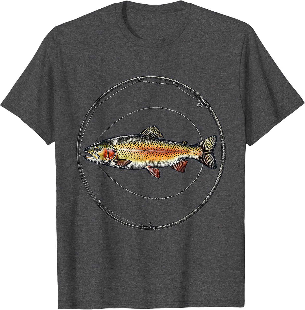 Rainbow Trout Fishing Humor Gift for Anglers T-Shirt - Dark Heather Grey