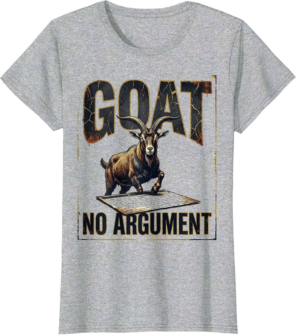 Women's GOAT No Argument Distressed Funny Goat Lover Farm Animal T-Shirt - Heather Grey