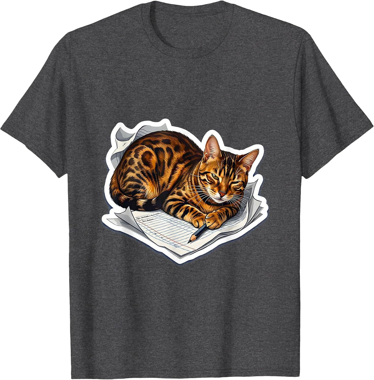 Bengal Cat Lover Back to School Graphic T-Shirt - Dark Heather Grey