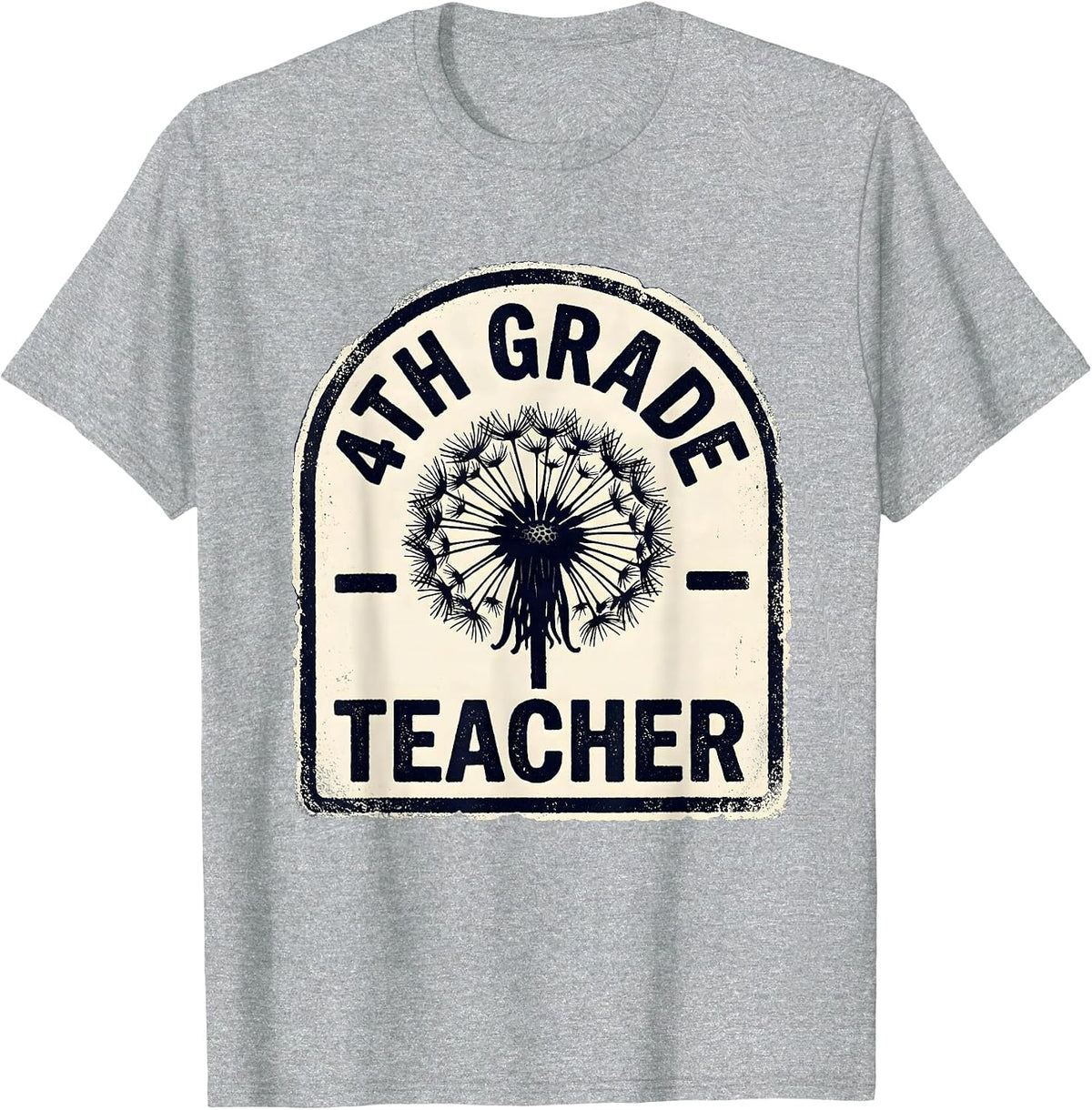 Men's 4th Grade Teacher Rubber Stamp Wildflower Back To School T-Shirt - Heather Grey