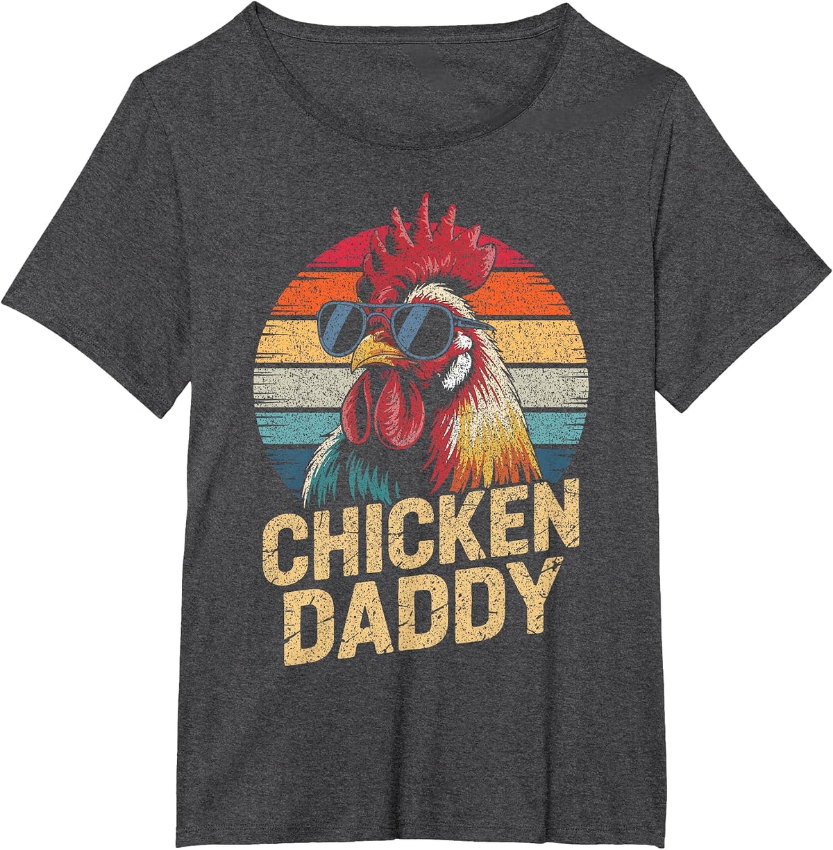 Men Chicken Daddy Vintage Rooster Poultry Farmer Fathers Day T-Shirt - Dark Heather Grey