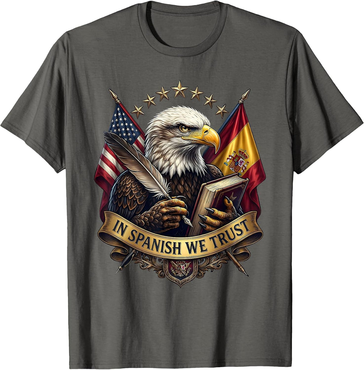 In Spanish We Trust Spanish Teacher Design T-Shirt - Asphalt Grey