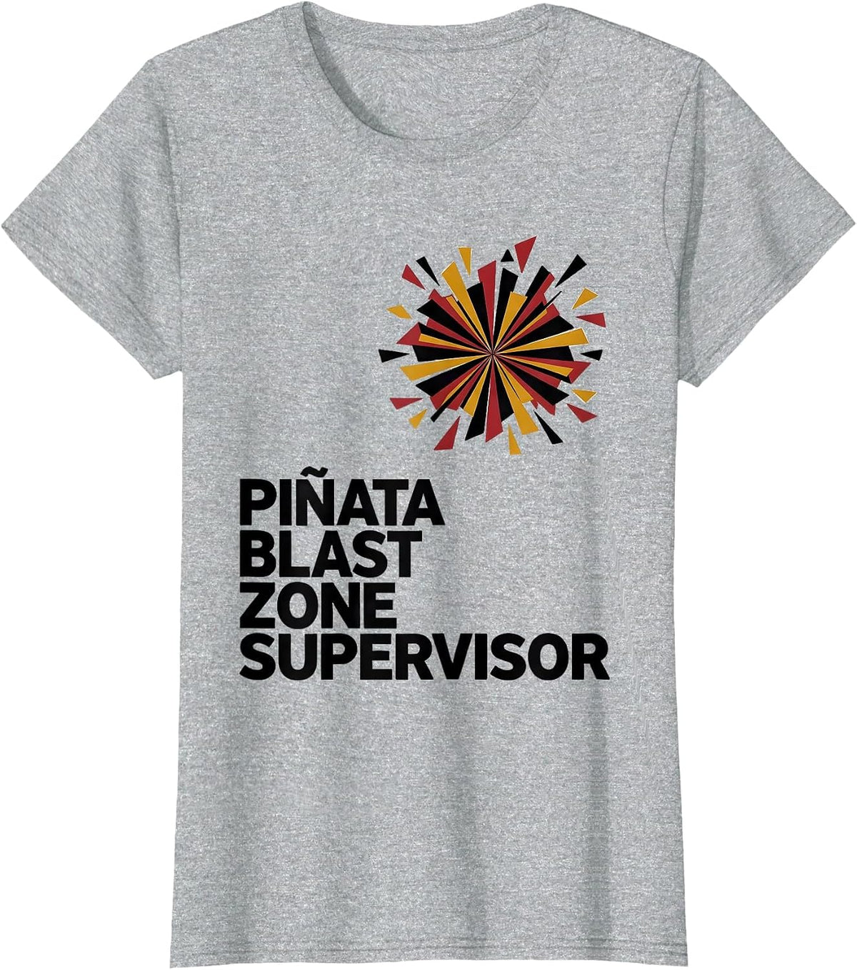 Piñata Blast Zone Supervisor Geometric Cinco De Mayo Party T-Shirt - Heather Grey