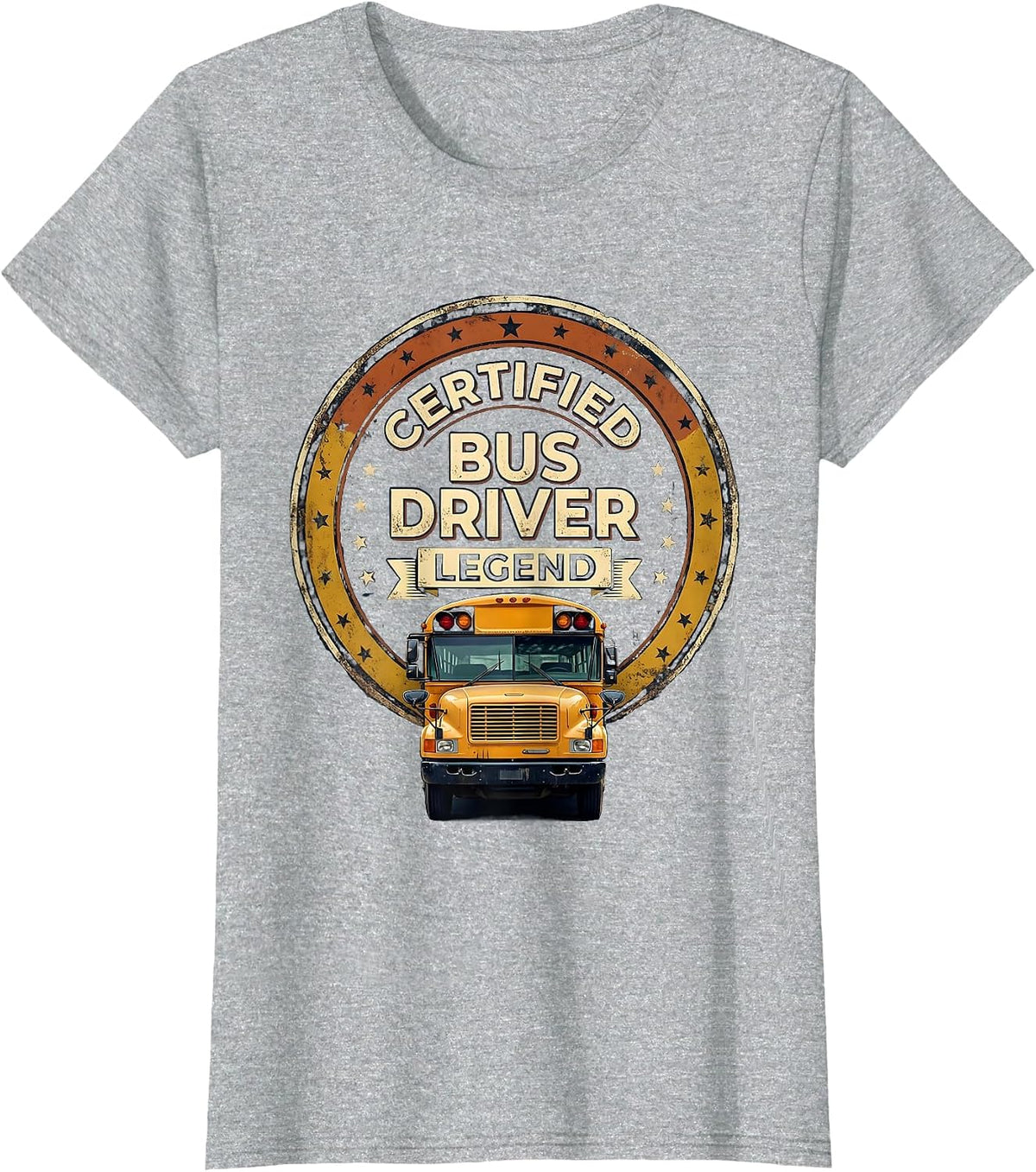 Women's Certified Bus Driver Legend Vintage Funny School Bus Driver T-Shirt - Heather Grey