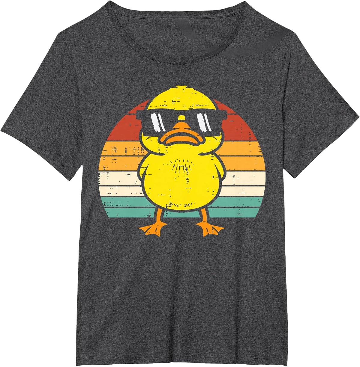 Rubber Duck Sunglasses Sunset Retro Duckling Men Women Kids T-Shirt - Dark Heather Grey